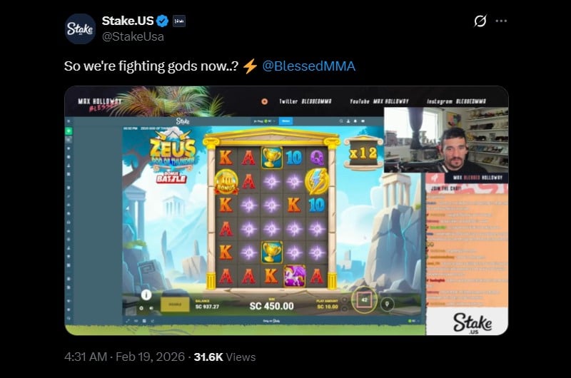 Twitter Max Holloway 41K Stake US Win